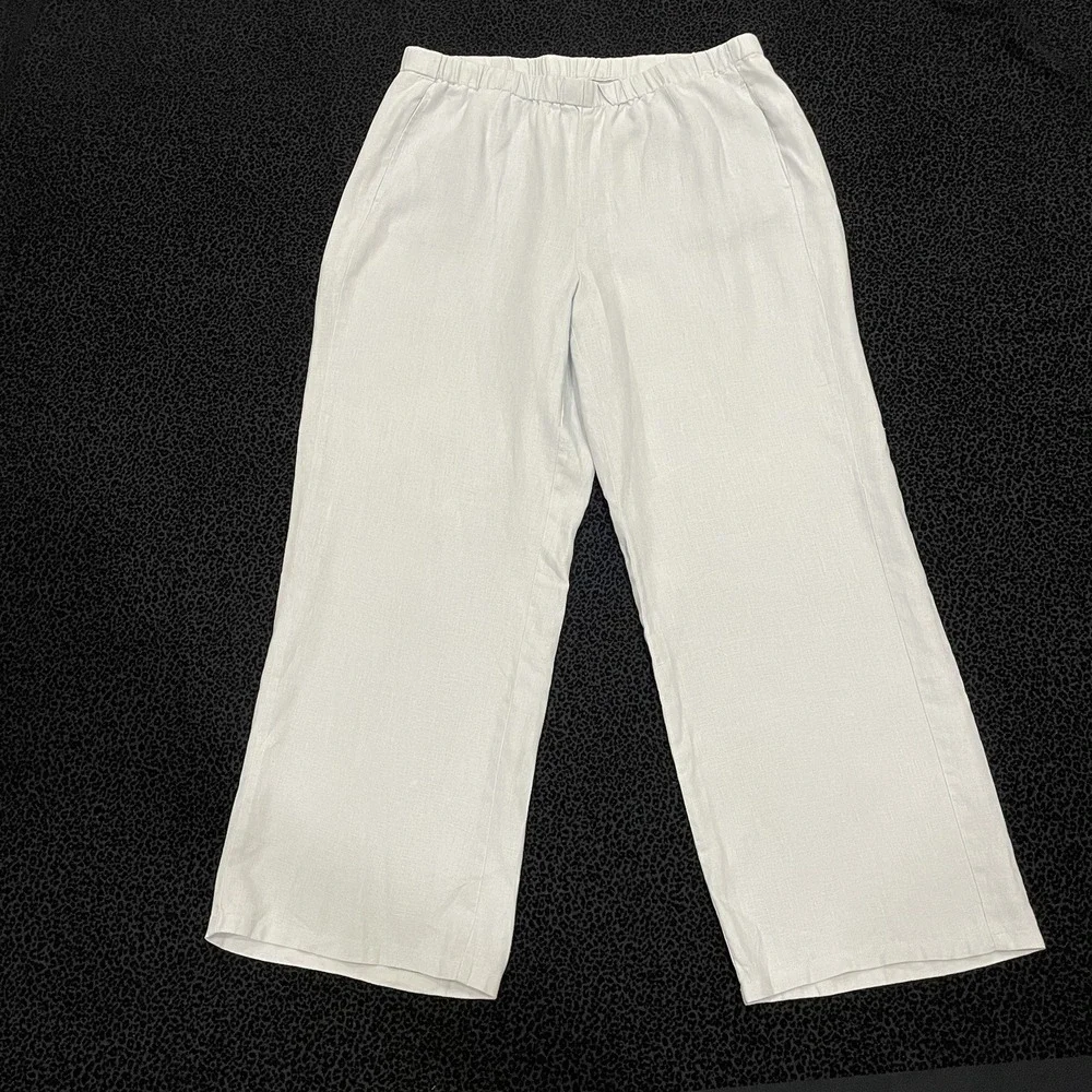 Womens Linen Pants Wide Leg Lagenlook Coastal Relaxed Fit Feminine Vacation
